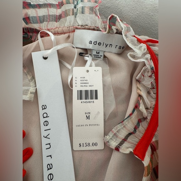 Anthropologie Adelyn Rae Grid Graphic Romper Sheer Sleeves NWT Size Medium - Picture 12 of 12